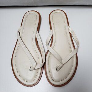 J. Crew Sorrento Leather Flip Flop Thong Sandal in Ivory Cushion Footbed 7